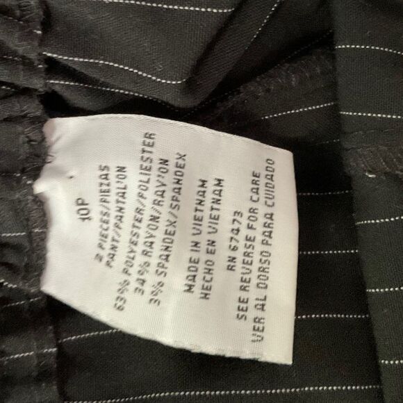 Black Striped 2-Piece Short Sleeve Business Suit size 10P - Picture 5 of 6